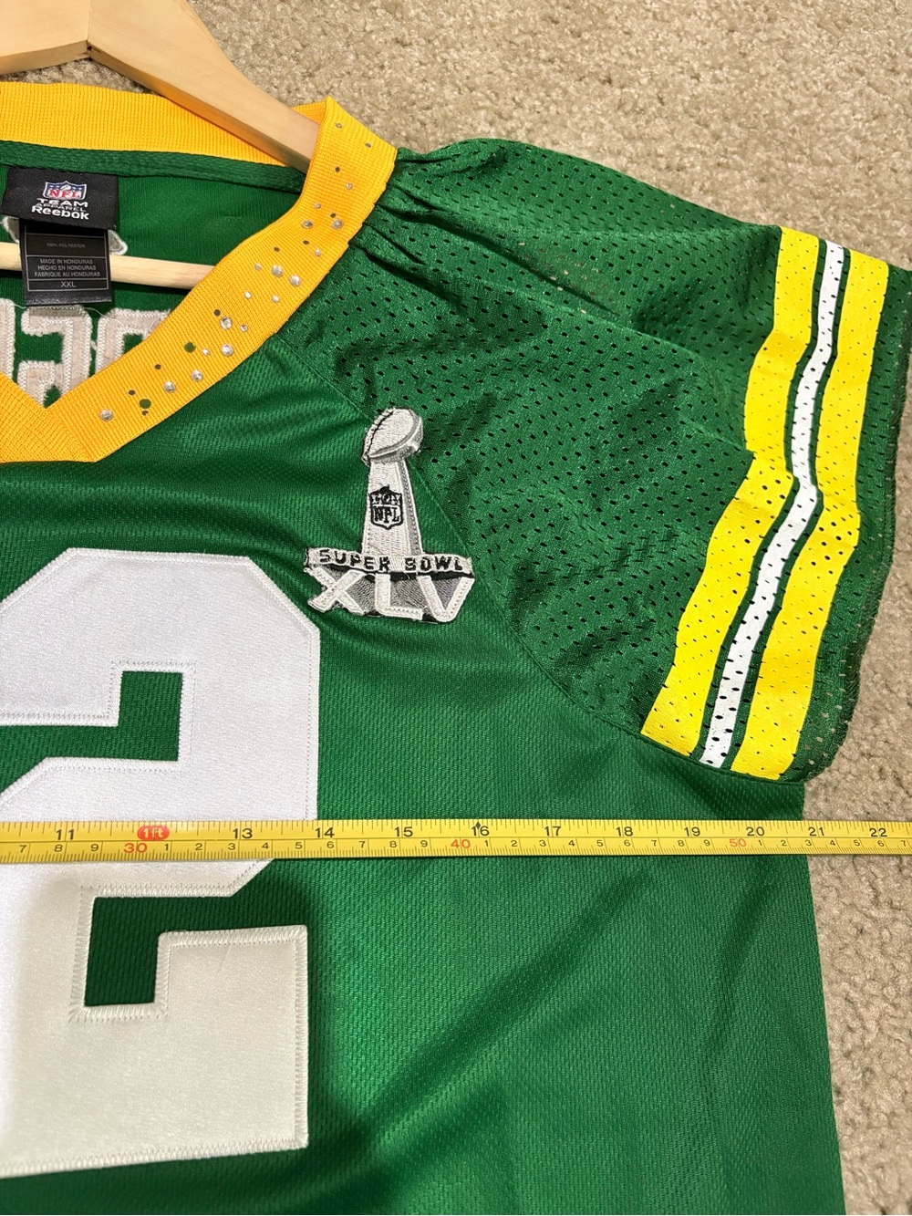 Reebok NFL Packers Aaron Rodgers #12 Super Bowl XLV Green Jersey Women 2XL - Picture 6 of 6